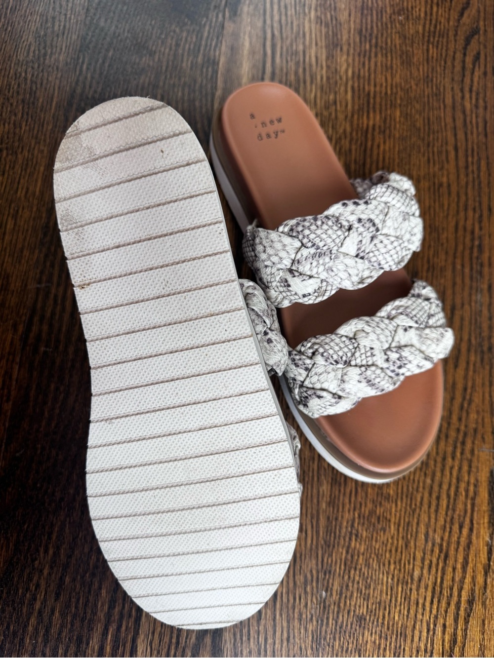 a new day Braided Double-Strap Slide Sandals in Natural Snake - Picture 3 of 4